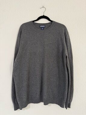 Lands' End Men's Vintage 100% Cashmere Dark Gray Crewneck Sweater